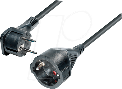 TM NV 55-2 - 2 m Verlängerungskabel mit flachem Stecker, schwarz
