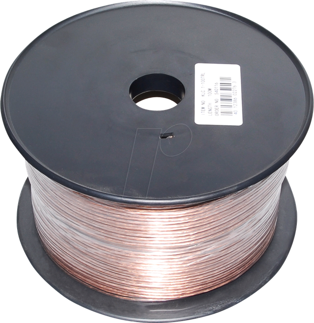 TME KLC1-100TRL - Lautsprecherkabel CCA-Leiter, 2x0,75mm², transp., 100m-Spule