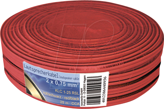 TME KLC1-25 RSL - Lautsprecherkabel CCA-Leiter, 2x0,75mm², rot/schwarz, 25m-Ring