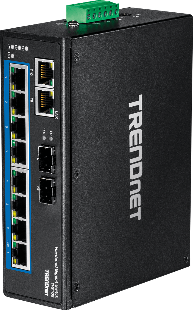 TRN TI-G102 - Switch, 10-Port, Gigabit Ethernet, DIN Rail