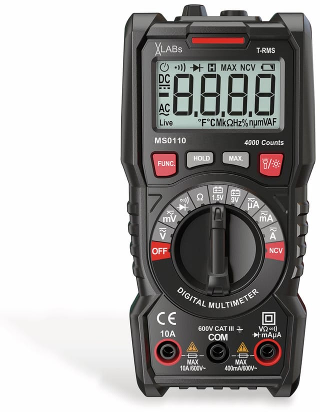 VAL MS0110 - TrueRMS Digital-Multimeter, 4.000 Counts, 600 V, 10 A, NCV