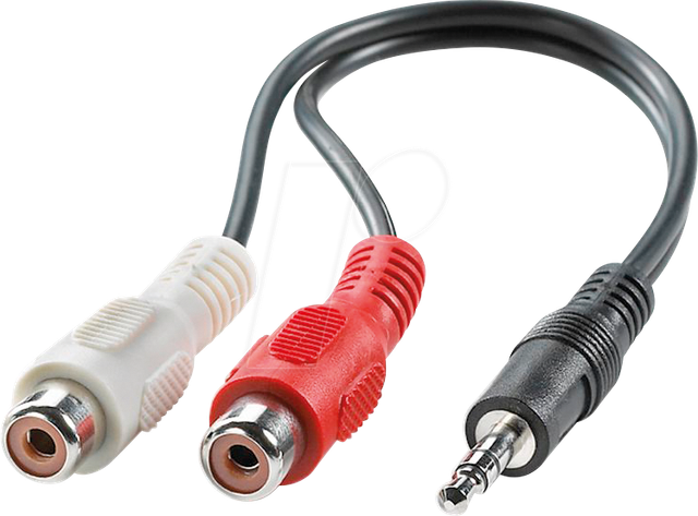 VALUE 11994340 - Audio Kabel, 3,5 mm Klinkenstecker auf 2x Cinch Buchse, 0,2 m