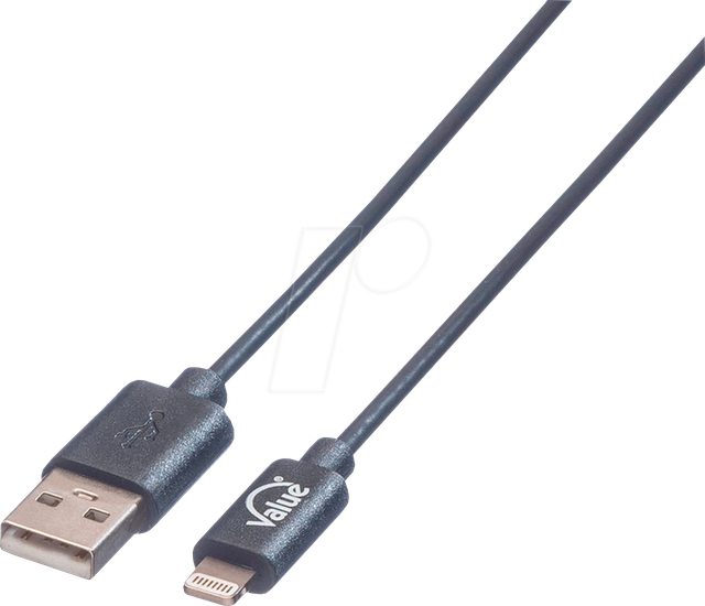 VALUE 11998322 - Sync- & Ladekabel, USB-A -> Lightning, 1,8 m