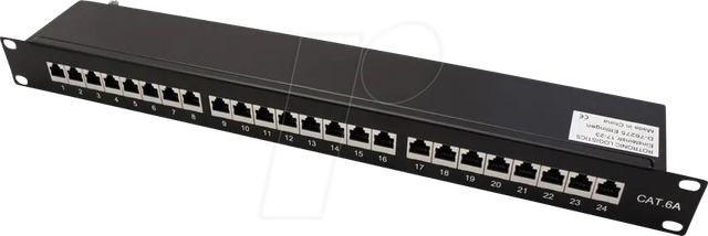 VALUE 26990364 - Patchpanel, 19'', 24-Port, Cat.6a, 1 HE, schwarz