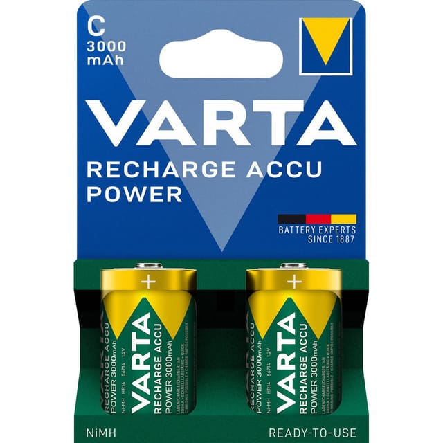 VAR R2U C 2X - NiMh Akku, C (Baby), 3000 mAh, 2er-Pack