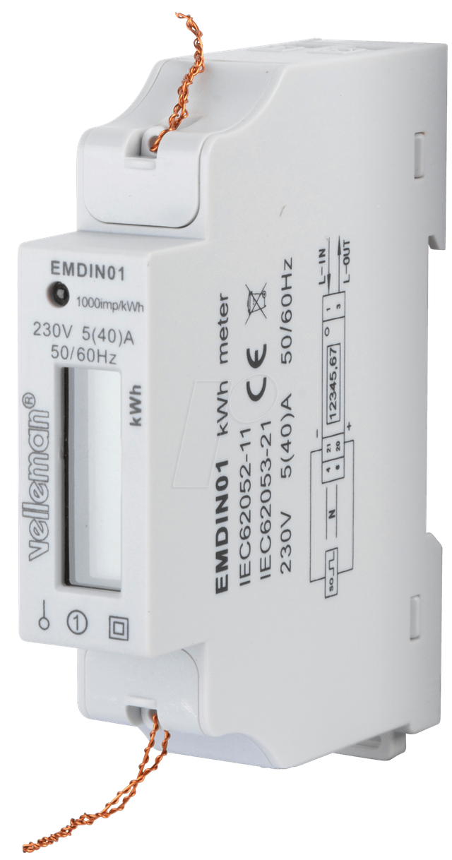 VE EMDIN01 - Energiezähler 1 Phase, LCD Display
