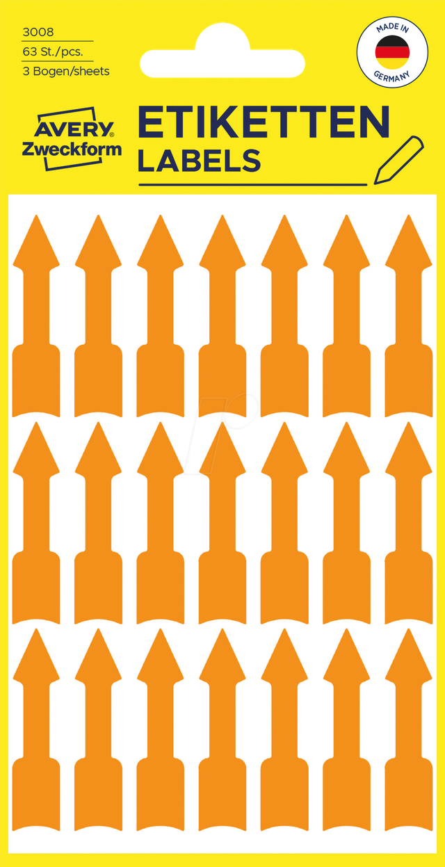 AVZ 3008 - Etiketten in Pfeilform 39x9mm orange