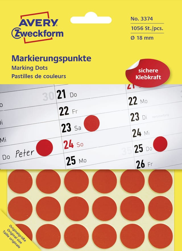 AVZ 3374 - Markierungspunkte, permanent, Ø 18 mm, 1056 Stück, rot