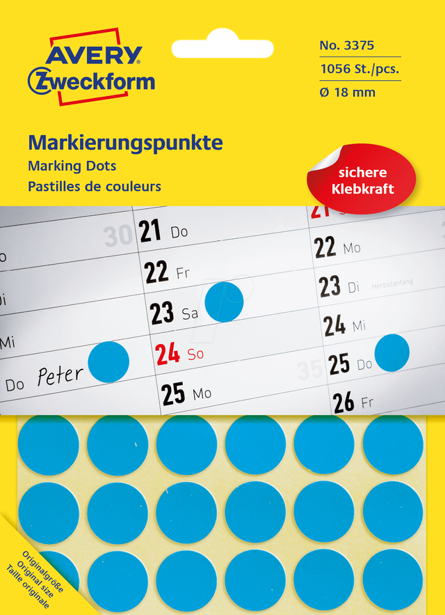 AVZ 3375 - Markierungspunkte, permanent, Ø 18 mm, 1056 Stück, blau