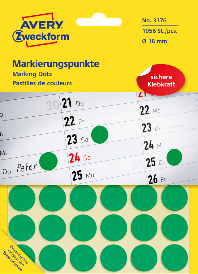 AVZ 3376 - Markierungspunkte, permanent, Ø 18 mm, 1056 Stück, grün