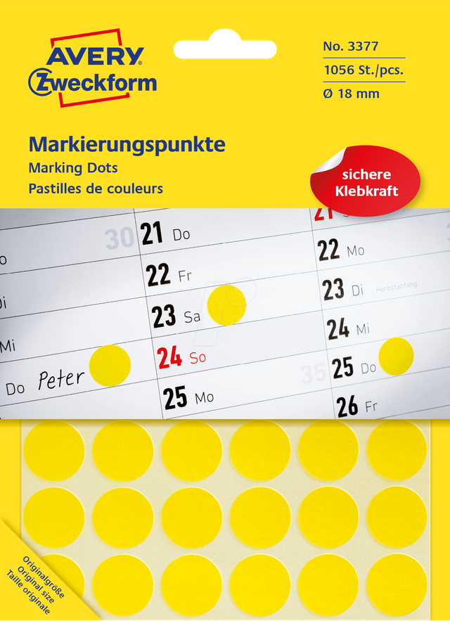 AVZ 3377 - Markierungspunkte, permanent, Ø 18 mm, 1056 Stück, gelb