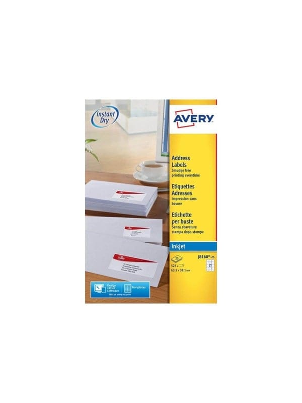 AVZ J8160-25 - Adressetikett, Briefetiketten, 63,5 x 38,1 mm, 480 Stück, weiß