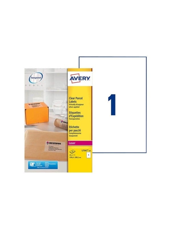 AVZ L7567-25 - Versandetiketten - 210 x 297 mm, 25 Stück, transparent