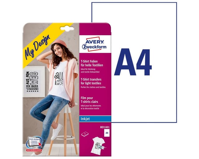 AVZ MD1001 - Transferfolien für helle Textilien, 210 x 297 mm, 5 Bögen