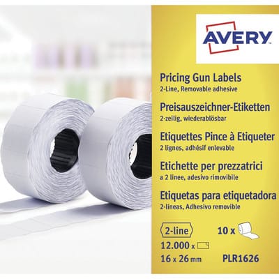 AVZ PLR1626 - Preis-Etiketten, 26x16 mm, ablösbar, weiß, 12000 Stück