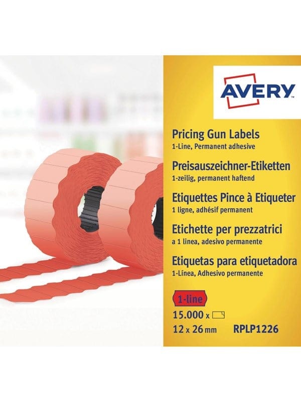 AVZ RPLP1226 - Preis-Etiketten, 26x12 mm, permanent, rot, 15000 Stück