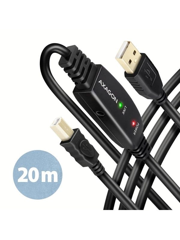 AXG ADR-220B - Aktives USB 2.0-Kabel, A-Stecker > B-Stecker, 20 m
