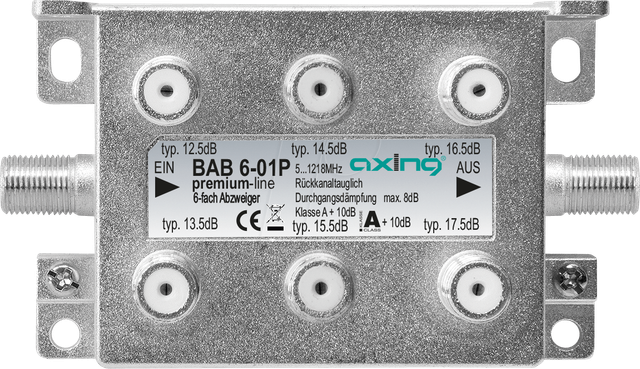 BAB 6-01P - Abzweiger 5-1218 MHz, 6-fach, 12,5 - 17,5 dB