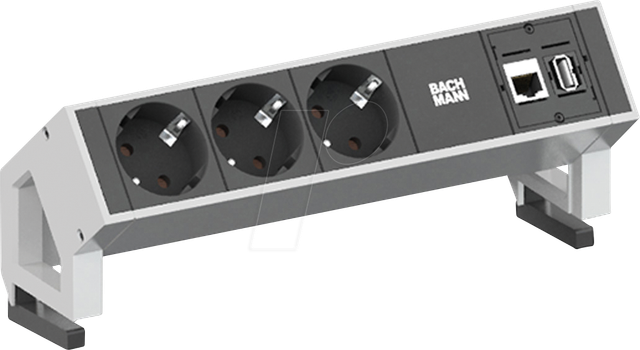 BACH 902.301 - DESK2 3x Schutzkontakt, 1x CAT6 1x USB3 weiss
