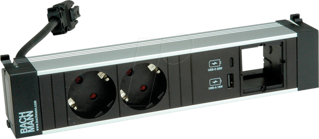 BACH 916.504 - POWER FRAME M 2xCEE7/3, 1xUSB A&C 22W 1xCM 0,2m GST18