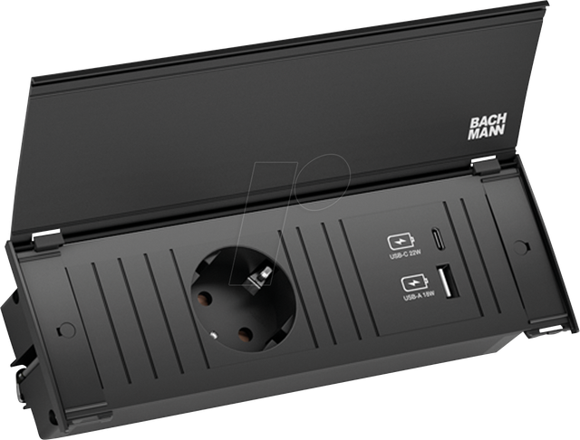 BACH 927.711 - KAPSA Set Steckdoseneinheit + Deckel, 1-fach, USB A&C 22W