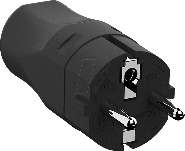 BACH 960.101 - Schutzkontaktstecker Typ EF - CEE 7/7, schwarz