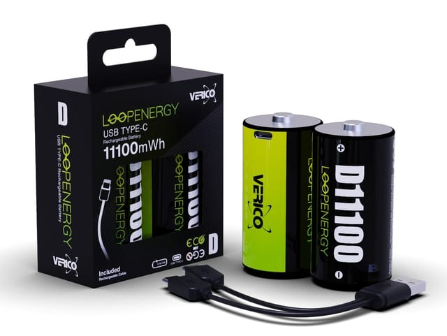 VERICO 2X MONO D - Li-Ion-Akku, Mono D, 1,5 V, 7400 mAh, USB-C, 2er-Pack