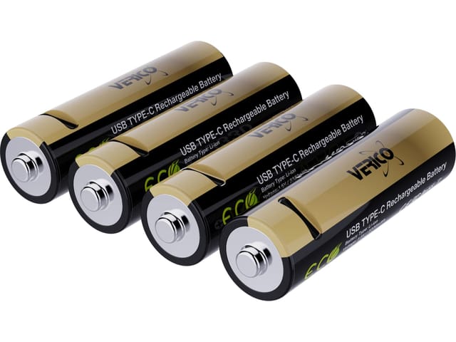 VERICO 4X AA3300 - LI-Ion-Akku, AA (Mignon), 1,5 V, 2220 mAh, USB-C, 4er-Pack