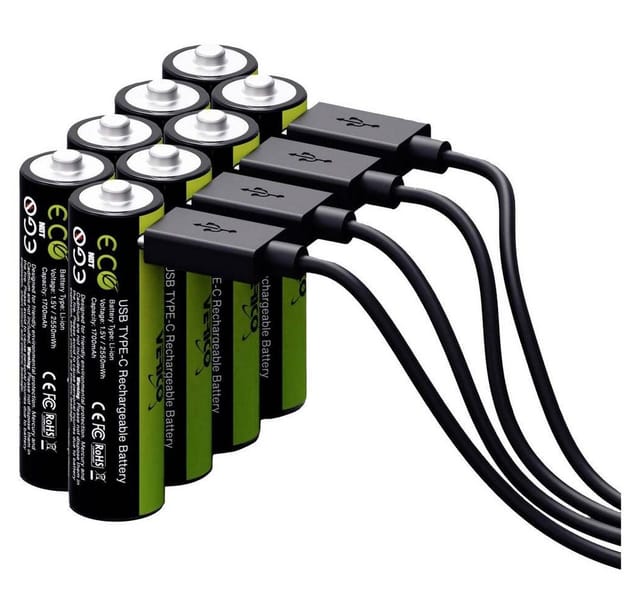 VERICO 8X AA2550 - Li-Ion-Akku, AA (Mignon), 1,5 V, 1700 mAh, USB-C, 8er-Pack
