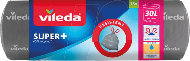 VILEDA 45008 - VILEDA Müllbeutel, Super+ 15 Stk, 30 Liter