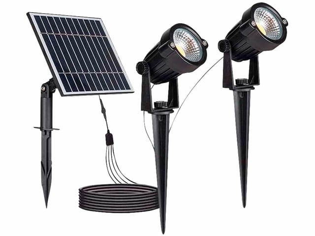 VT-20488 - 2er Pack LED Solar-Erdspießleuchte, 1,2 W, 3000K, schwarz, IP65