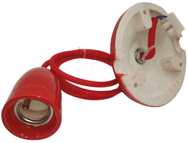 VT-3807 - Lampenfassung Pendel, E27, Porzellan, rot