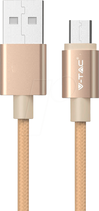 VT-5331 G - Sync- & Ladekabel, USB A -> Micro, 1,0m, nylon, gold