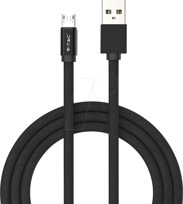 VT-5341 B - Sync- & Ladekabel, USB A -> Micro, 1,0m, baumwoll, schwarz