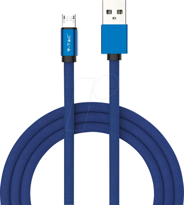 VT-5341 BL - Sync- & Ladekabel, USB A -> Micro, 1,0m, baumwoll, blau