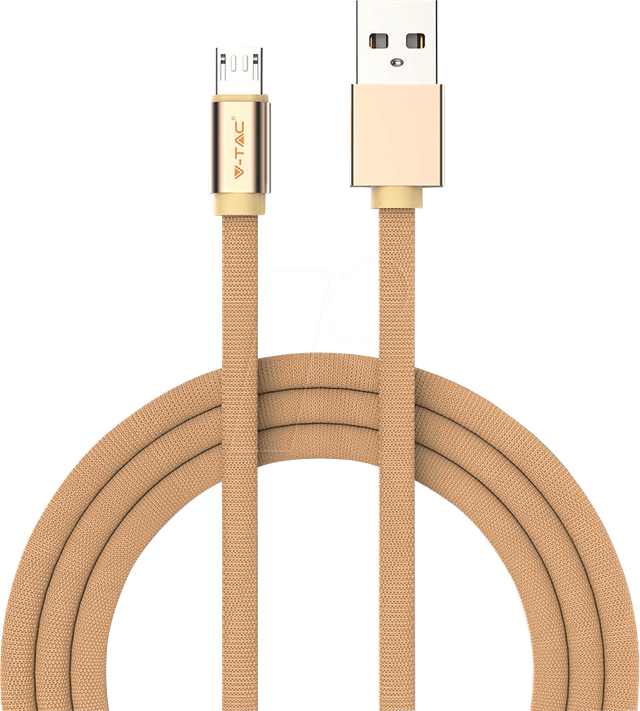 VT-5341 G - Sync- & Ladekabel, USB A -> Micro, 1,0m, baumwoll, gold
