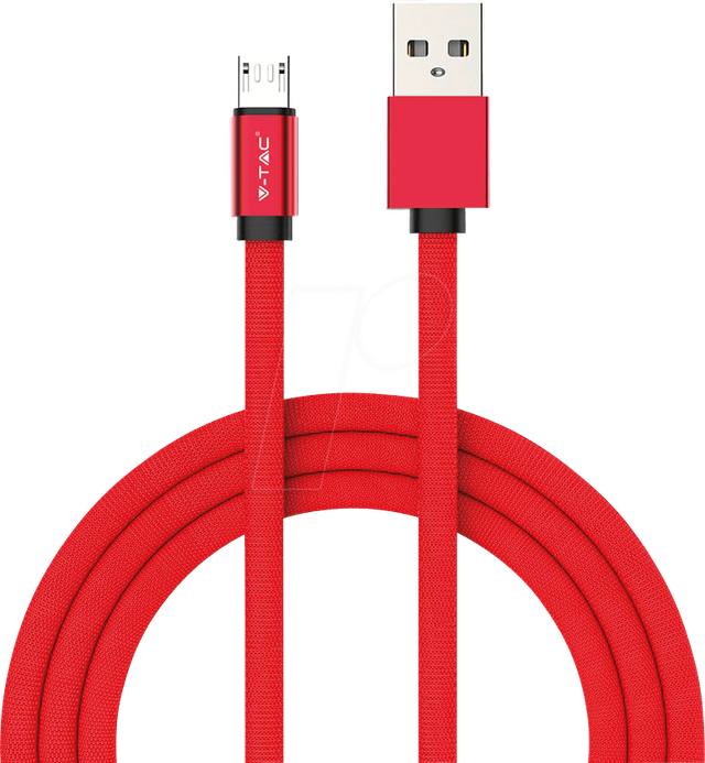 VT-5341 R - Sync- & Ladekabel, USB A -> Micro, 1,0m, baumwoll, rot