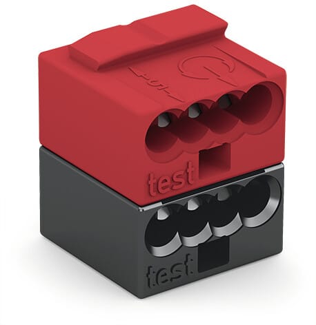 WAGO 243-211 - KNX-Buchsenklemme, Ø 0,8 mm, RM 5,75 mm, 2-polig, grau/rot