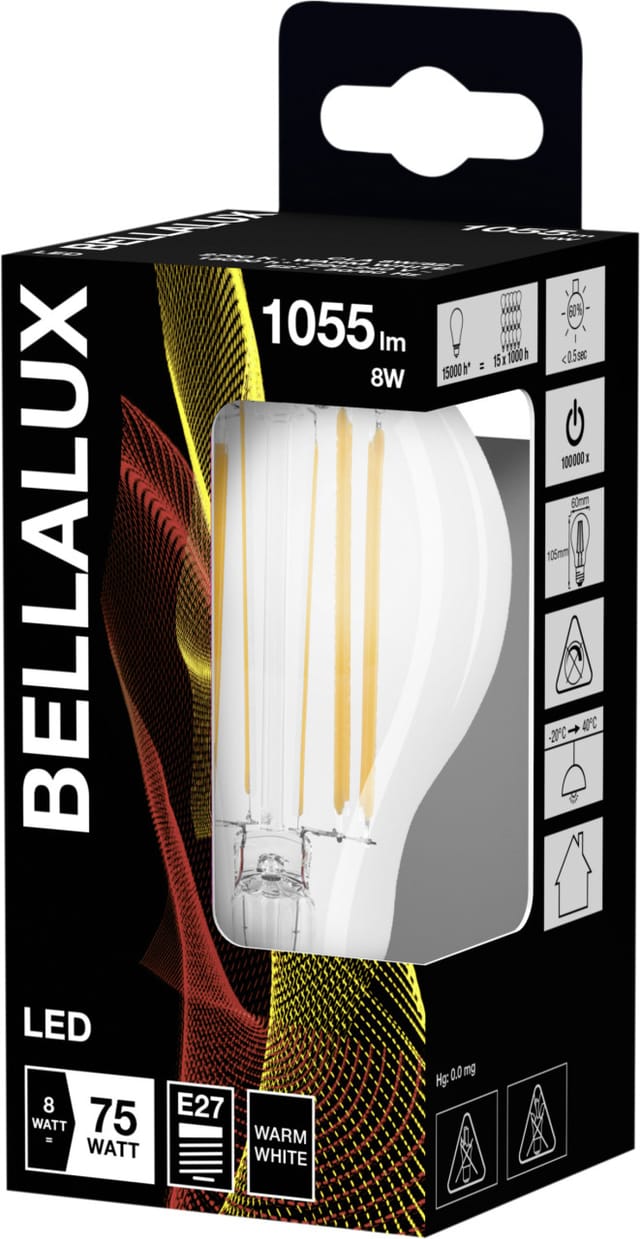 BELLA 5115231 - LED-Lampe E27, 8 W, 1055 lm, 2700 K, Filament