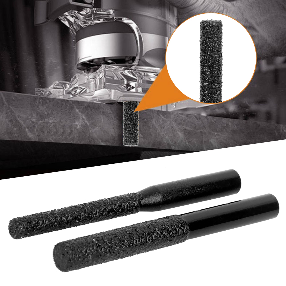 Set Aus 2 Schwarzen, Gelöteten Diamantfräsern Mit Geradem Schaft Für Quarzstein Und Marmor, Fugenmesser.