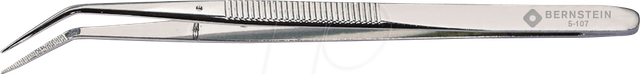 BERN 5 107 - Pinzette, gebogen, gezahnt, mit Führungsstift, 150 mm