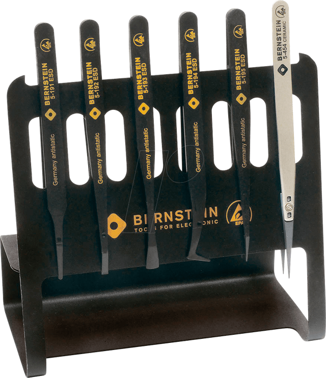 BERN 5 190 V - Kunststoff-Pinzettensatz VARIO, 6-teilig, ESD, mit Ständer