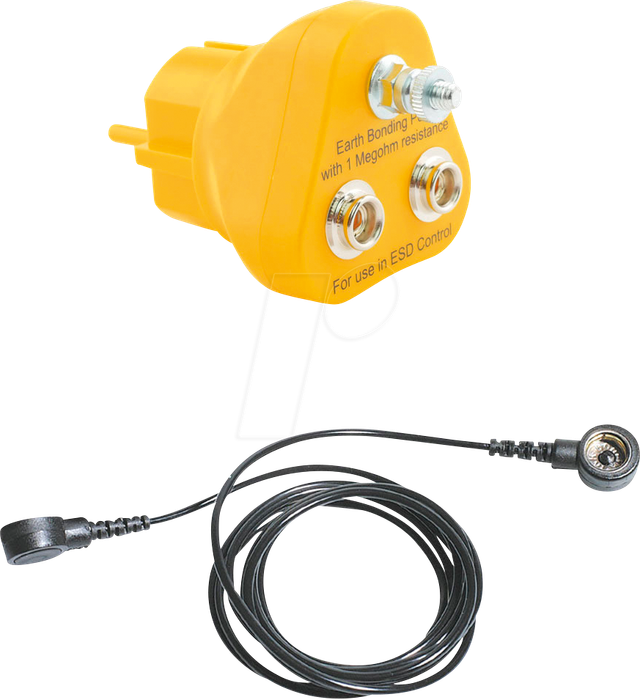 BERN 9 343 A - ESD Ableitkabel mit Erdungsstecker, 2x Druckknopf 10 mm, 1,8 m