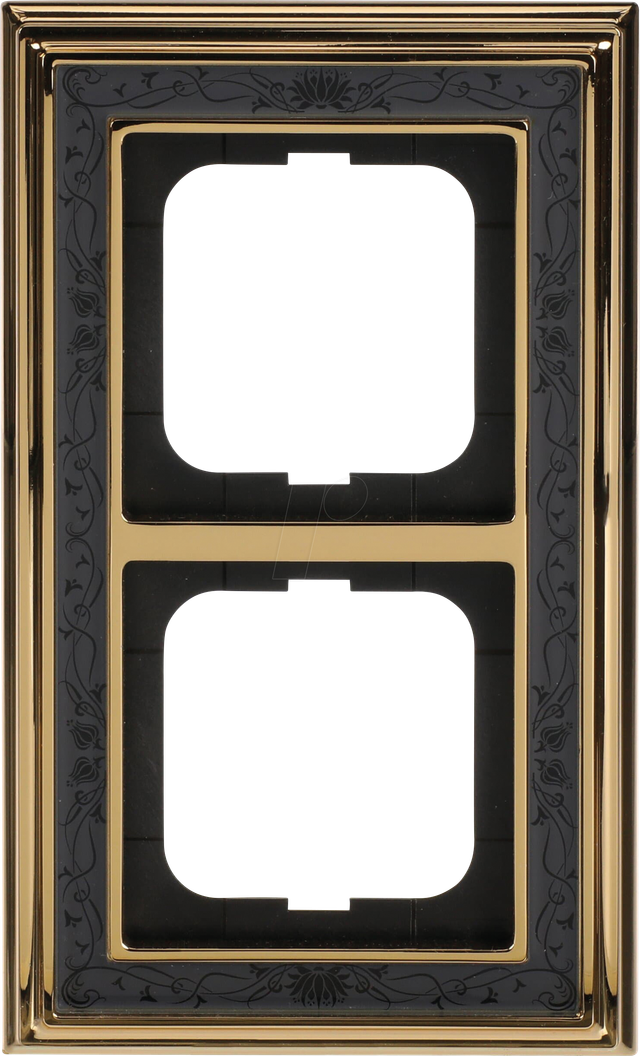 BJ 1722-833 - Abdeckrahmen 2-fach Messing poliert Dekor anthrazit -dynasty®