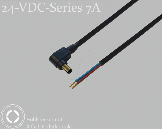 BKL 075910-750 - Adapterkabel, 750 mm, DC-Winkelstecker auf freie Enden