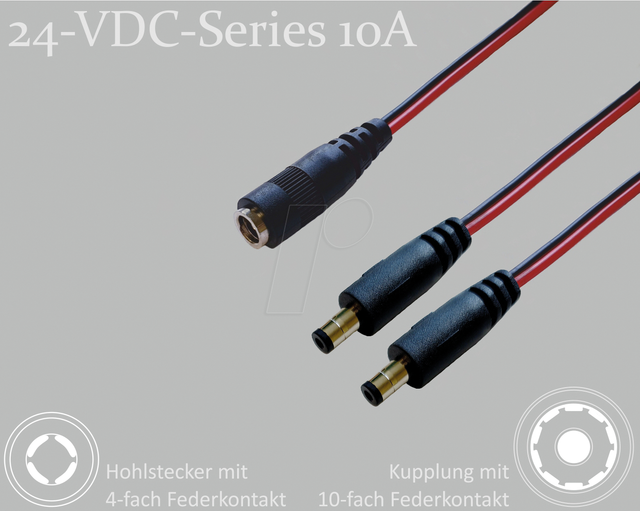 BKL 075916 - Adapterkabel, 300 mm, DC-Kupplung auf 2x DC-Stecker