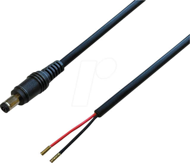 BKL 076100 - DC-Kabel Stecker, 2,1/5,5 mm, 2,0 m, 48 V, schwarz