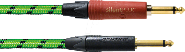 BLACKLIGHT 3PPGS - Instrumentenkabel BLACKLIGHT PP-SILENT, 3 m, grün, 6,3 mm Klinke