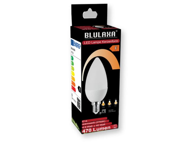 BLULAXA 49362 - LED SMD Lampe C35 E14 4,9W 470 lm WW Switch DIM