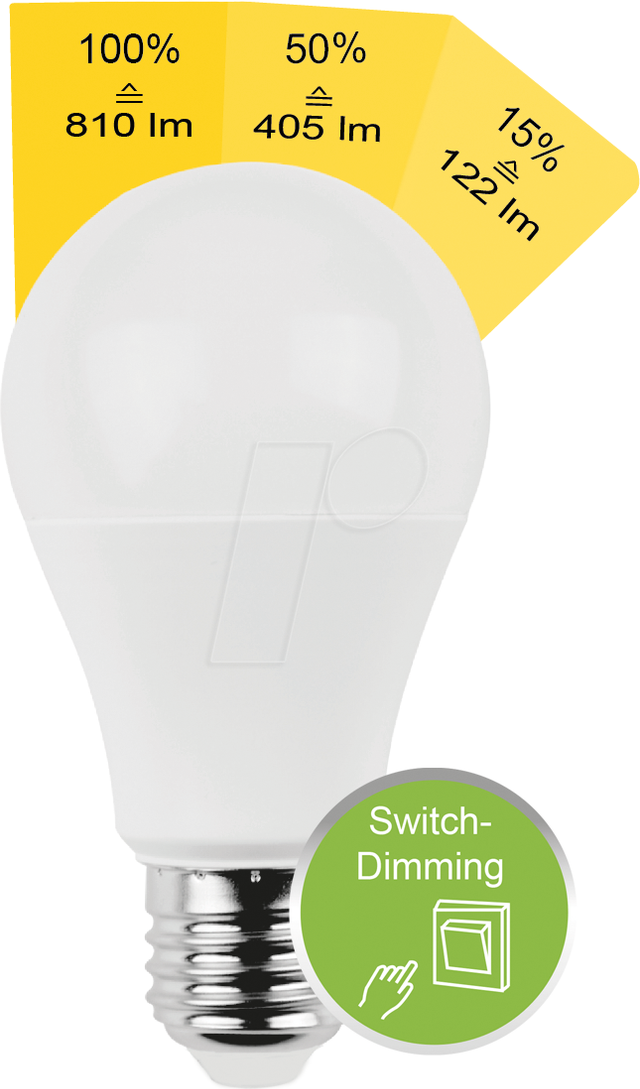 BLULAXA 49363 - LED SMD Lampe A60 E27 8,8W 810 lm WW Switch DIM